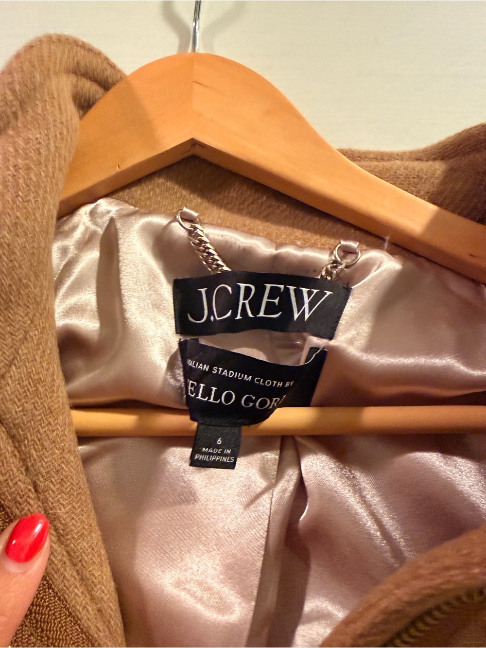 J. Crew Camel Hooded Wool-Blend Peacoat with Faux-Fur Trim - Picture 2 of 3